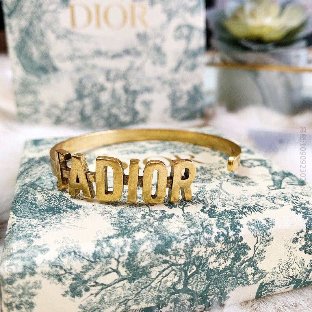 DIOR迪奥 专柜一致黄铜材质JADIOR开口手镯