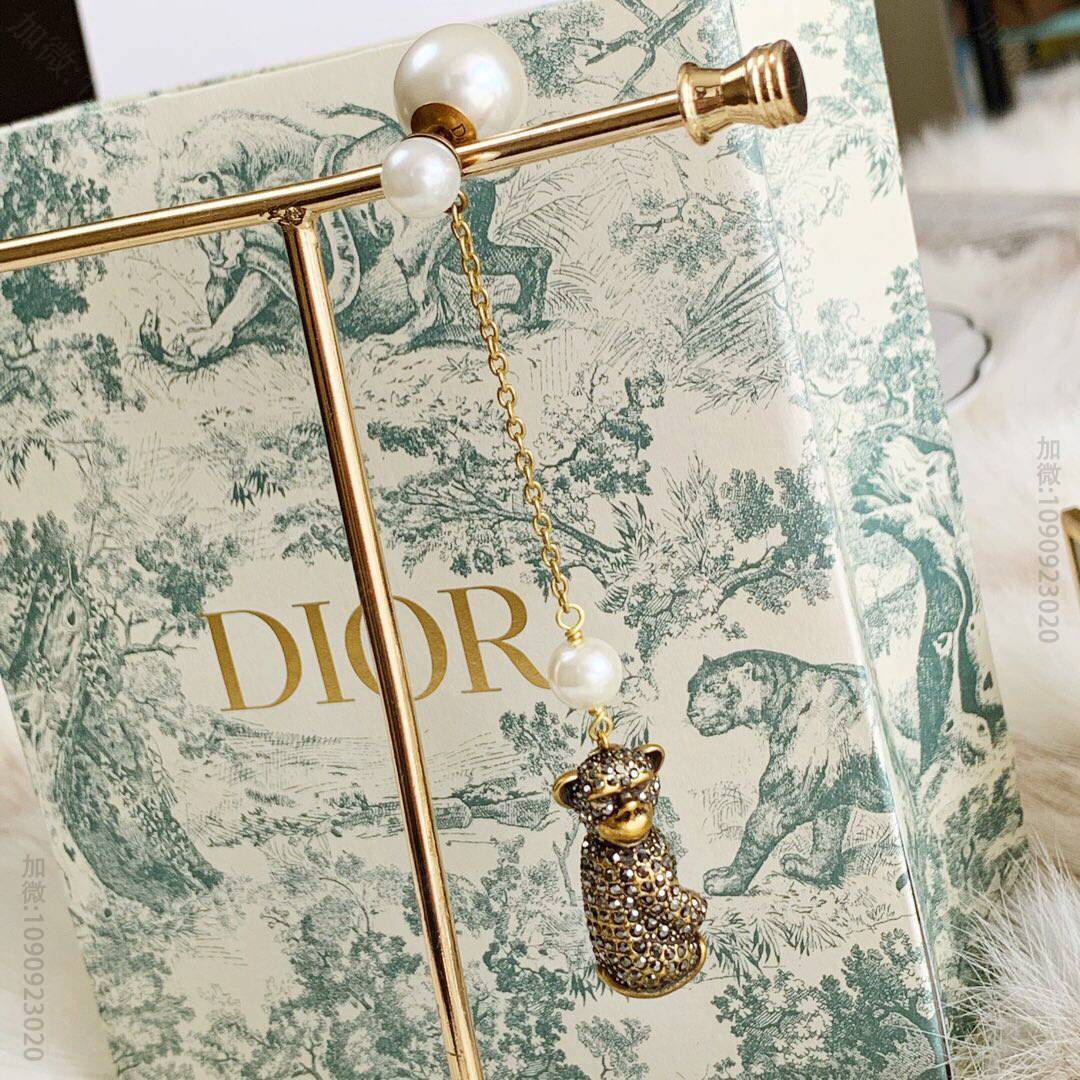 DIOR迪奥水钻猴子珍珠耳钉耳环