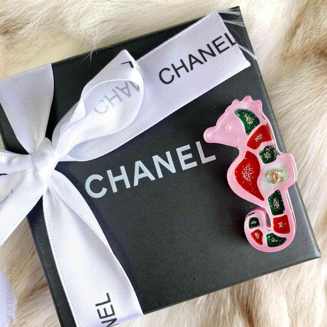 新款 CHANEL香奈儿亚克力海马胸针
