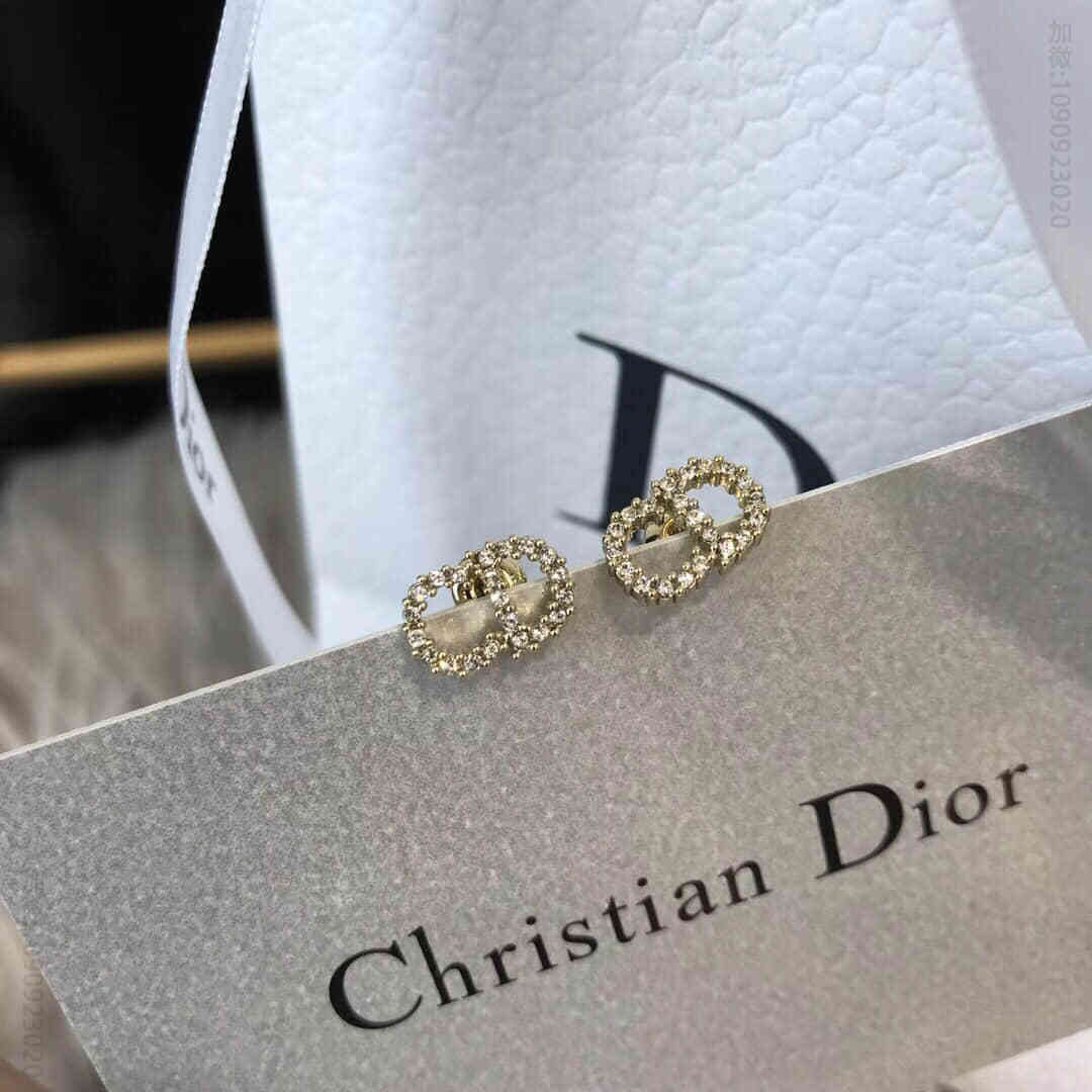 DIOR 迪奥 专柜一致黄铜材质 925纯银耳针CD耳钉