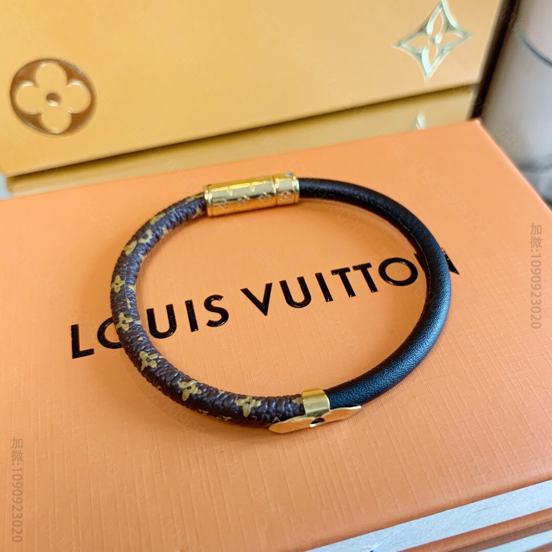 Louis Vuitton 路易威登 LV老花黑色拼接手链