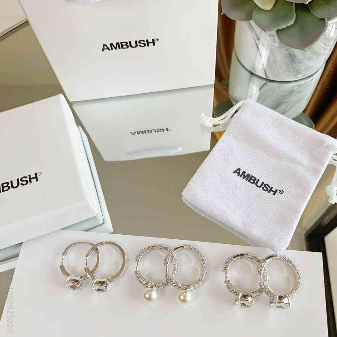 AMBUSH带钻满钻珍珠耳环耳钉银色金色