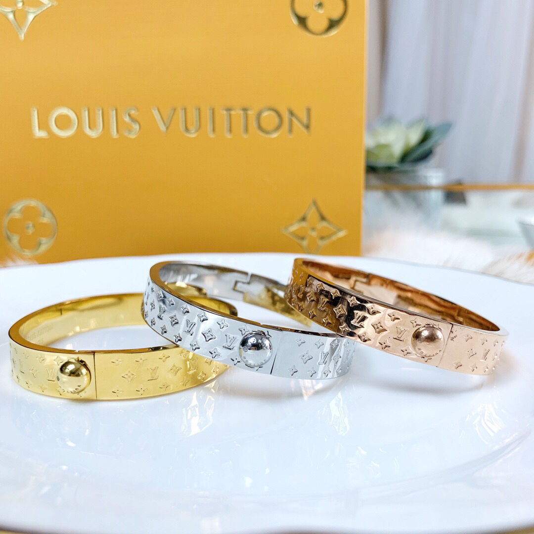 Louis Vuitton 路易威登 LV手镯老花金色 银色 玫瑰金手镯