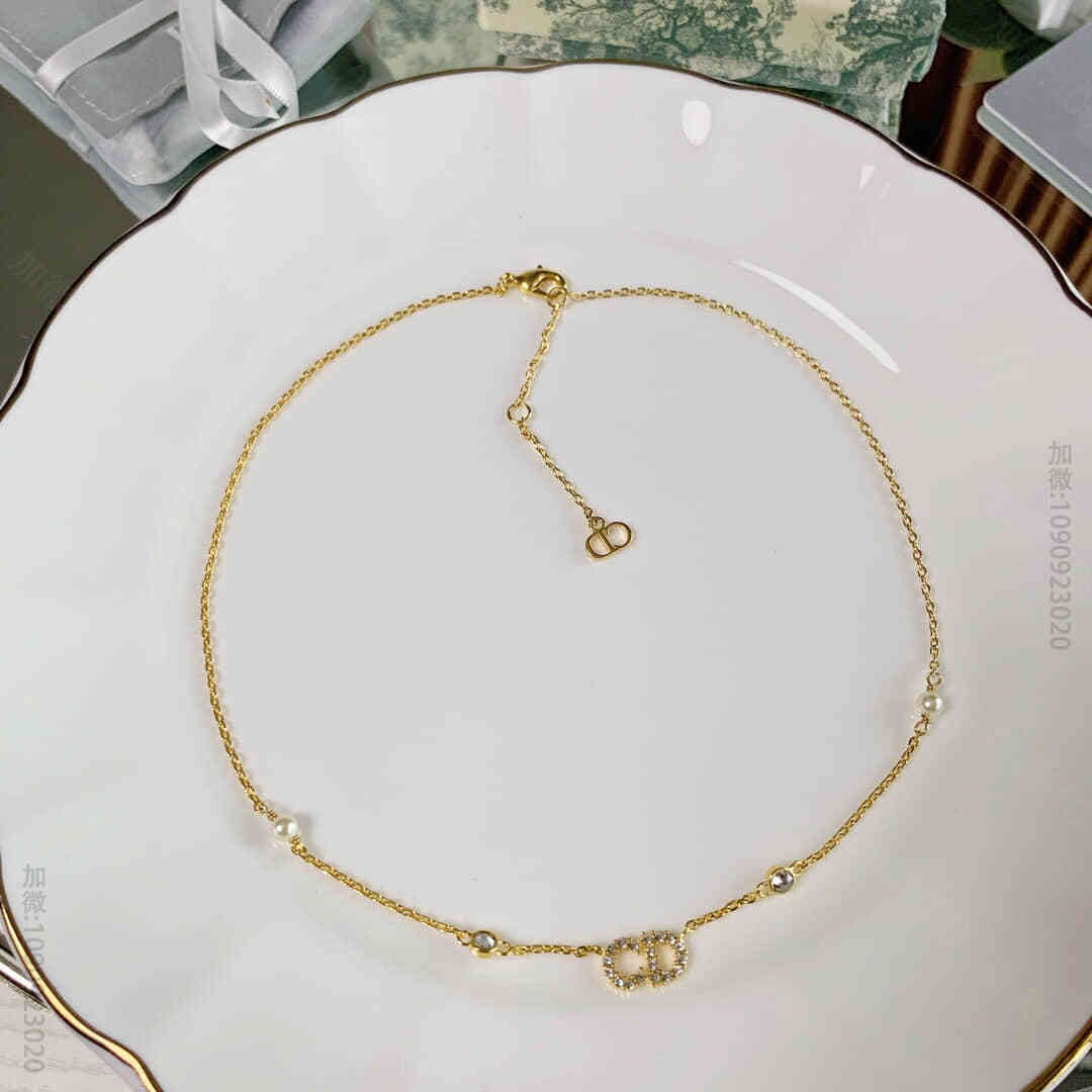 G60828_迪奥饰品 19款DIOR 迪奥CD带钻珍珠项链 迪奥项链