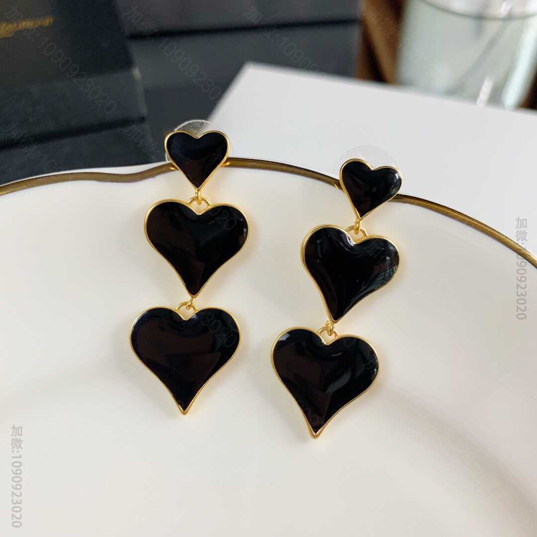 YSL / SLP 圣罗兰黑桃心爱心耳钉耳环