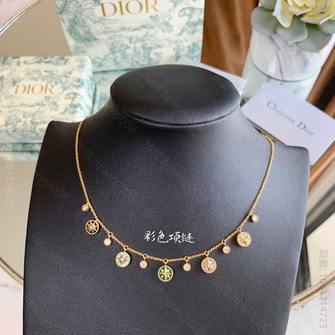原单迪奥项链饰品 迪奥项链饰品 19款新推出的rose des vents系列 Dior 罗盘白贝 五彩项链 原单迪奥项链网站 