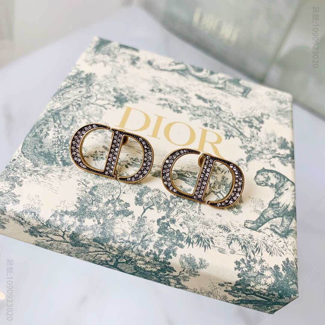 DIOR迪奥胸针CD字母满钻水钻耳钉耳环