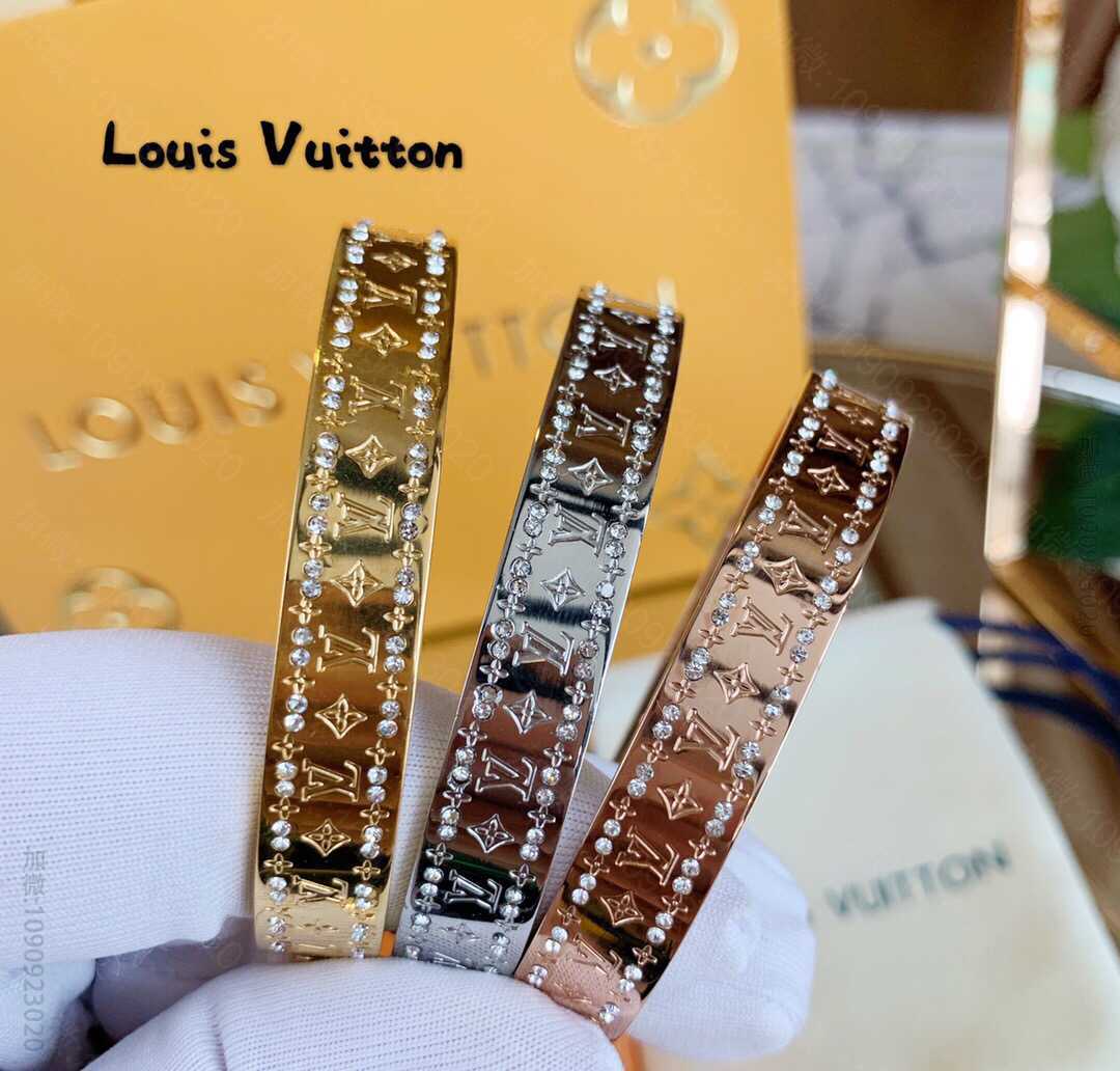 Louis Vuitton 路易威登 LV手镯老花金色 银色 玫瑰金 带钻手...