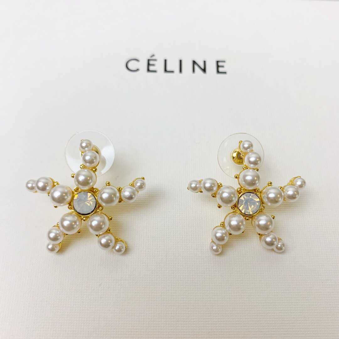 19款Celine新款珍珠五角星海星耳钉耳环