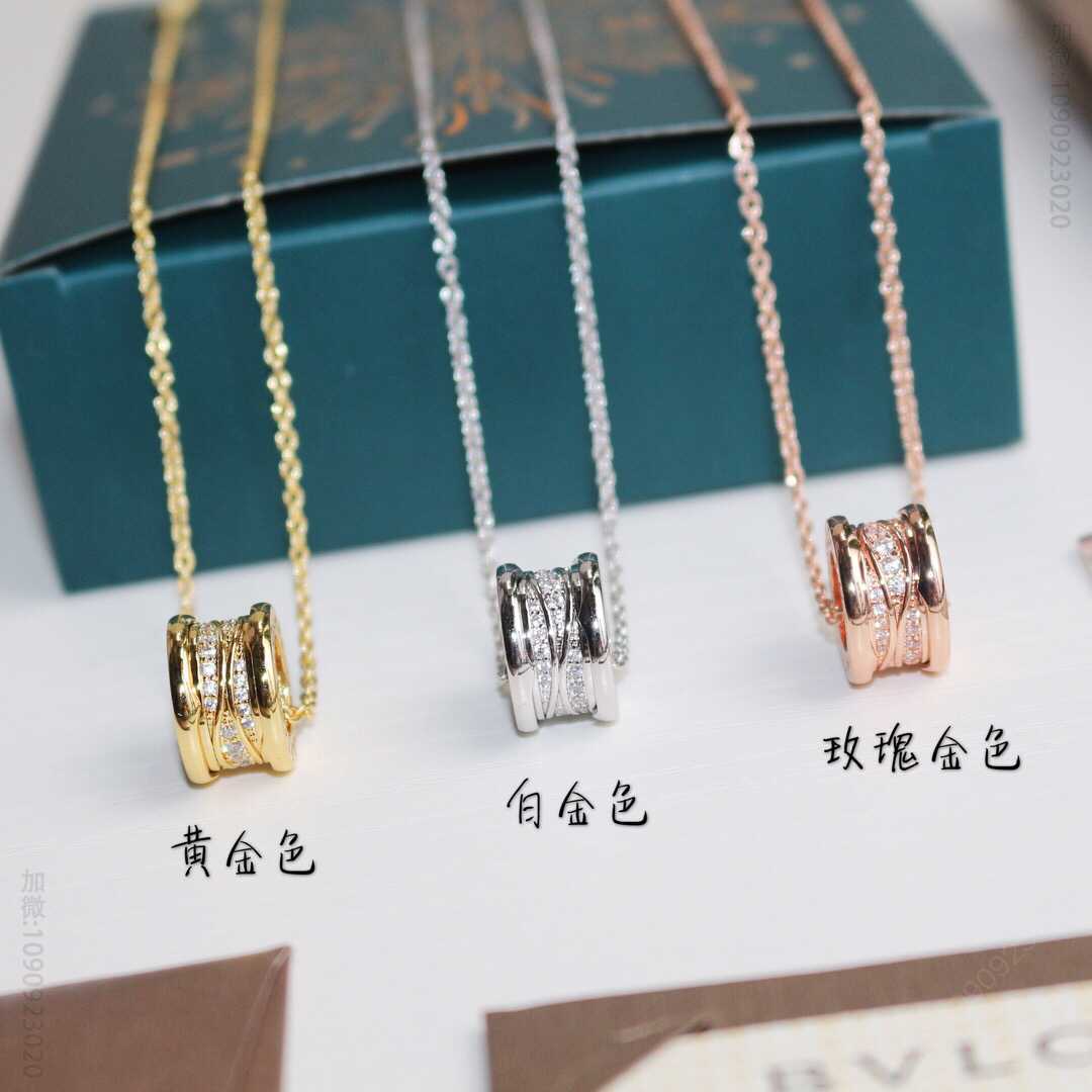 原版宝格丽饰品批发 宝格丽BVLGARI螺旋镶钻弹簧项链