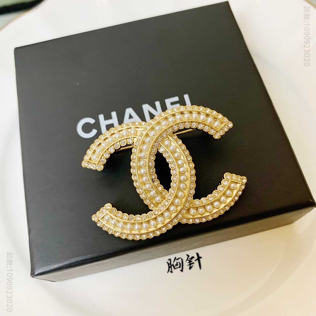 原单香奈儿饰品网站 19年CHANEL香奈儿双c珍珠水晶胸针 C70379