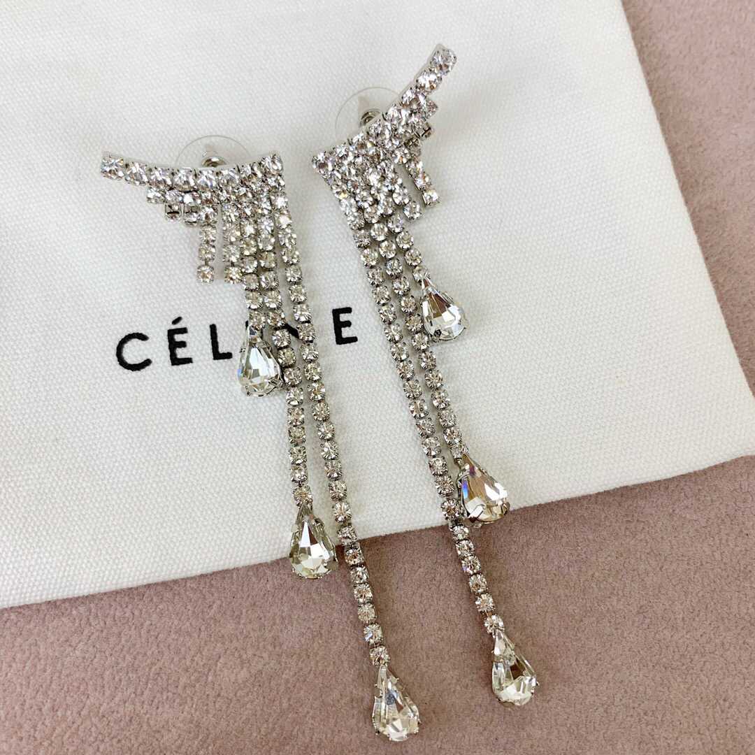 新款Celine长流苏水晶钻耳钉耳环