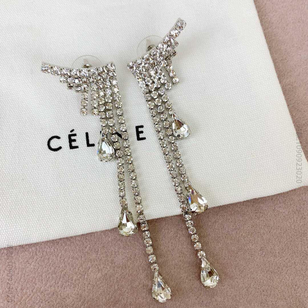 新款Celine长流苏水晶钻耳钉耳环