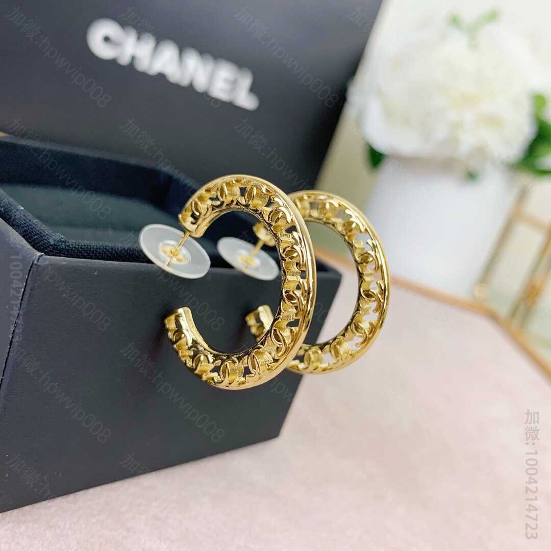 香奈儿一比一耳环 CHANEL香奈儿镂空金色耳钉耳环 C72285 
