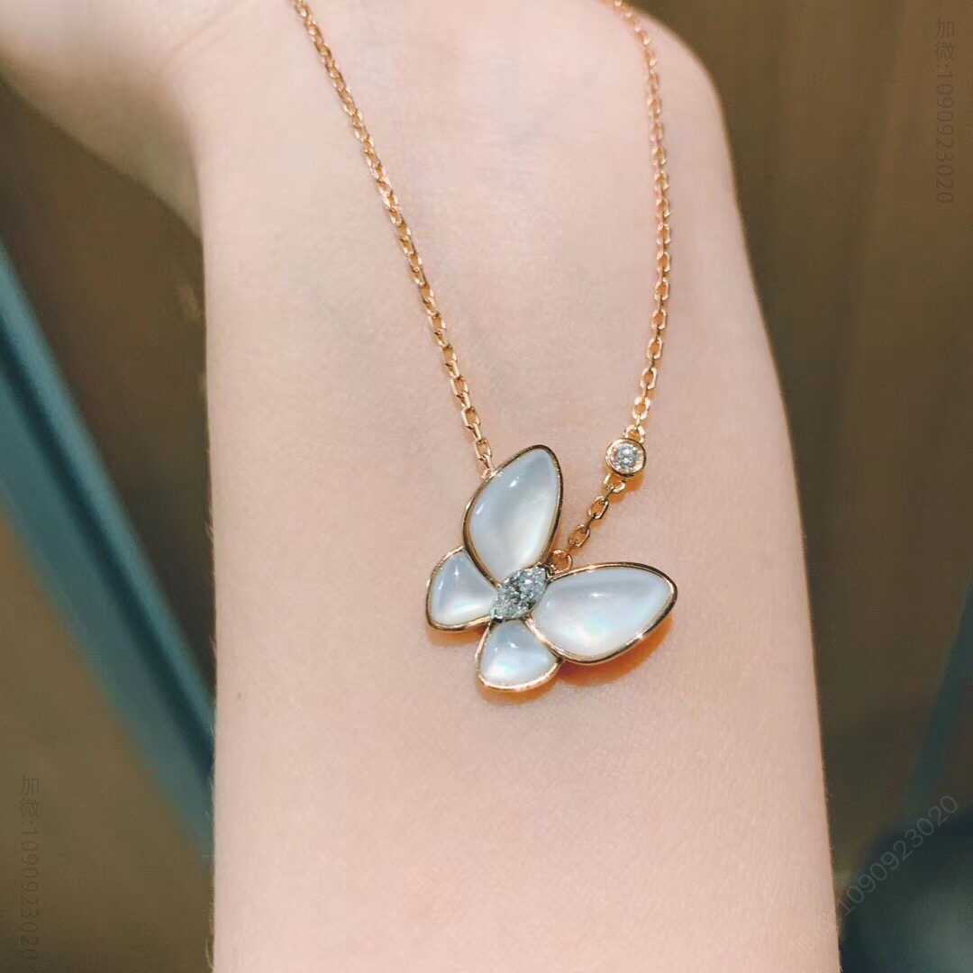 梵克雅宝Two Butterfly系列 蝴蝶白贝母项链