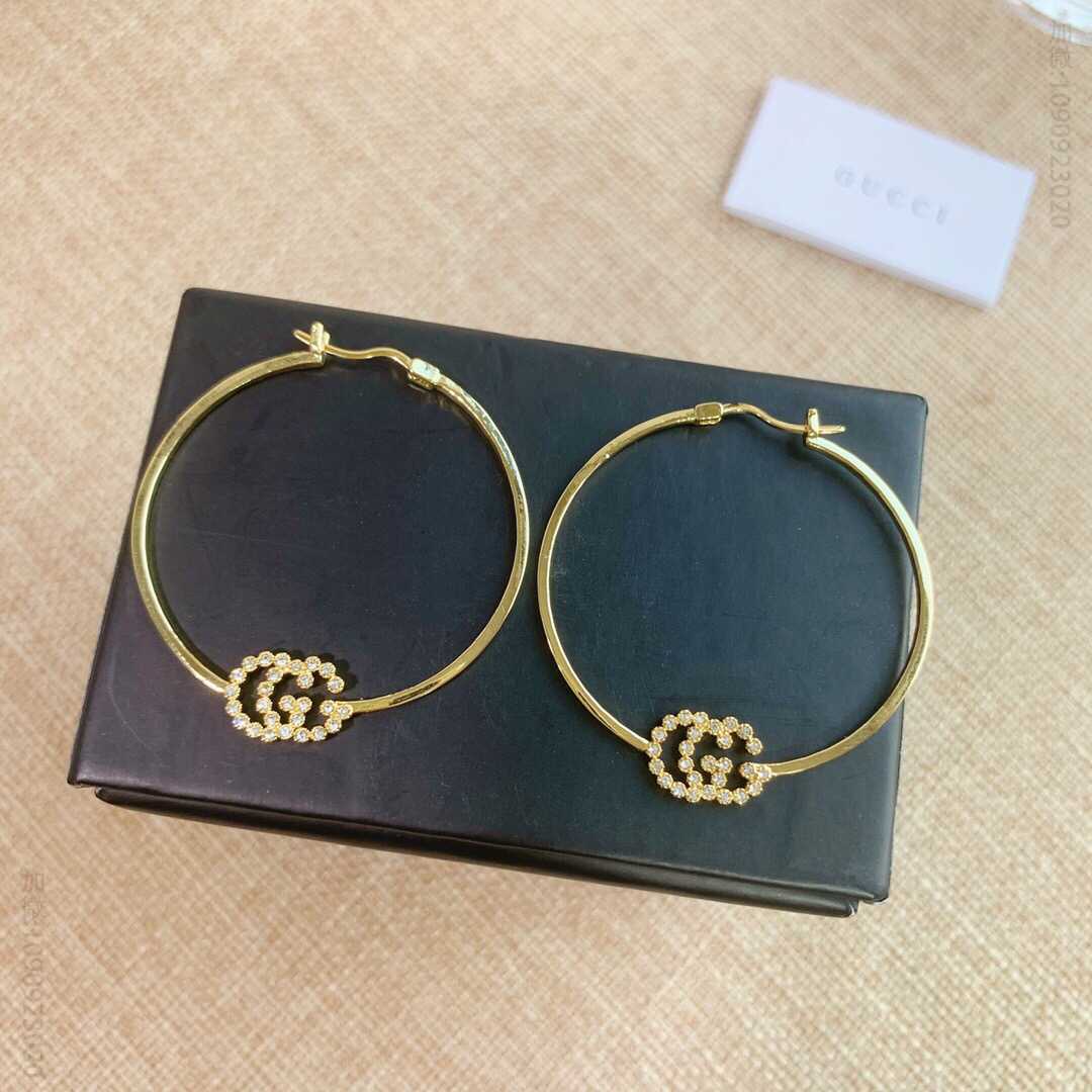 Gucci古驰双G满钻耳钉耳环
