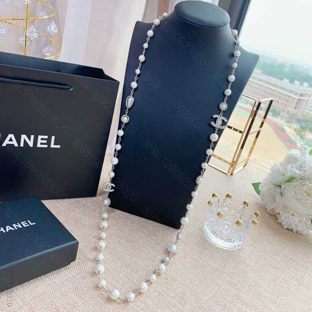 19款秋冬季CHANEL香奈儿双c珍珠毛衣链项链