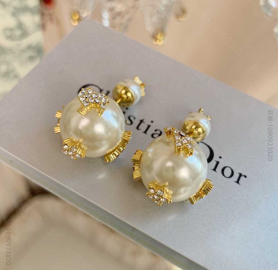19款迪奥dior 字母带钻满钻珍珠耳钉耳环