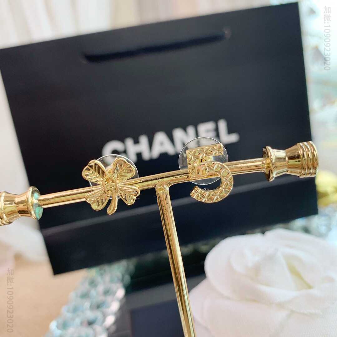 20年早春新款 CHANEL双c 5字 四叶草 不对称 耳钉耳环