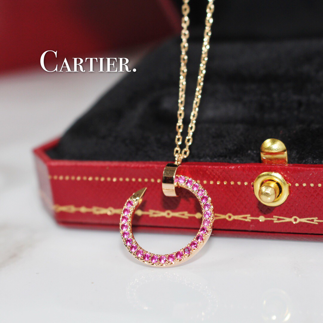 卡地亚Cartier满钻粉钻钉子项链