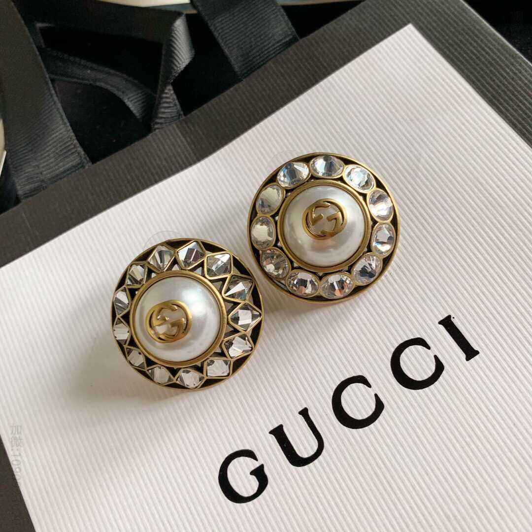 Gucci古驰 专柜新款 互扣式G珍珠和水晶耳环