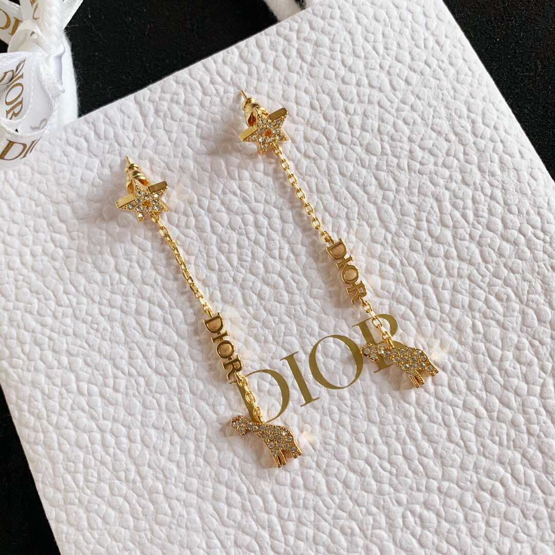 迪奥专柜新款 Dior 长颈鹿吊坠耳环ZP开模定制五角星耳环