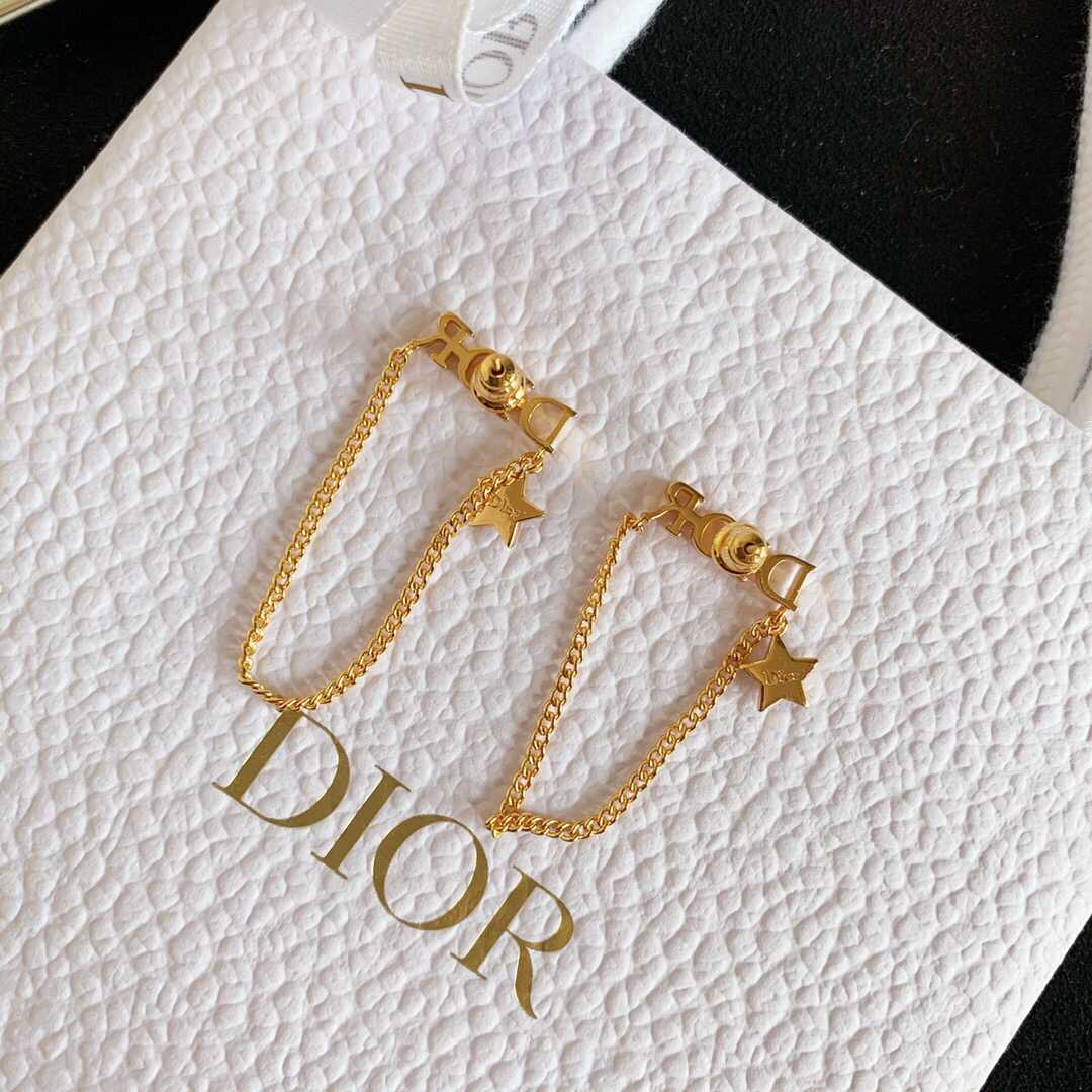 迪奥 专柜新款 Dior链条耳环ZP开模定制链条耳环