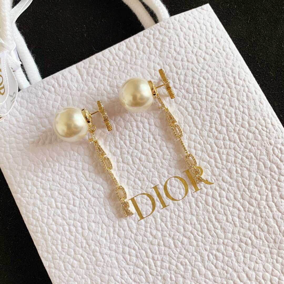 Dior迪奥 专柜新款 DIORABLE 金色仿水晶金属覆层铆钉耳环