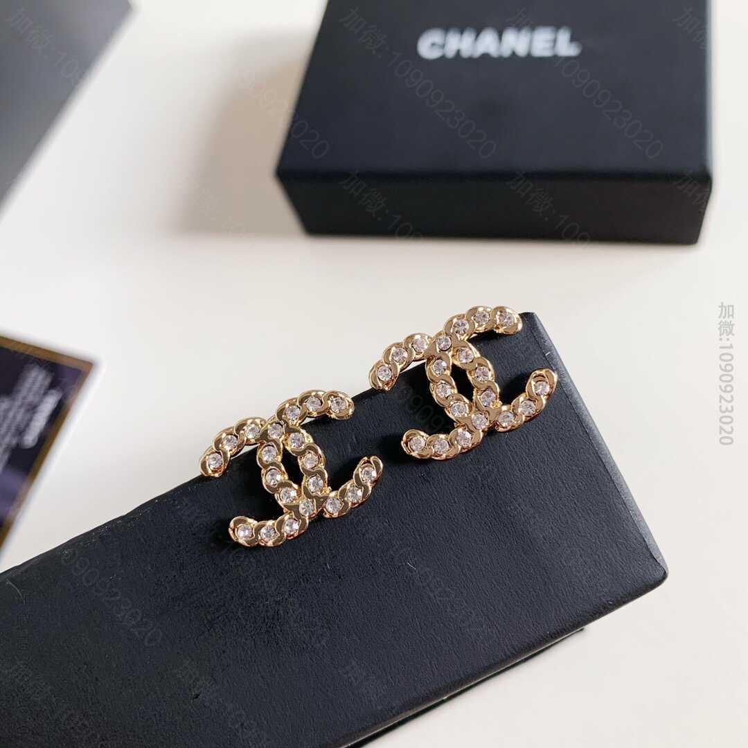 chanel香奈儿 专柜新款 小香家双C镶钻耳钉ZP开模定制耳钉
