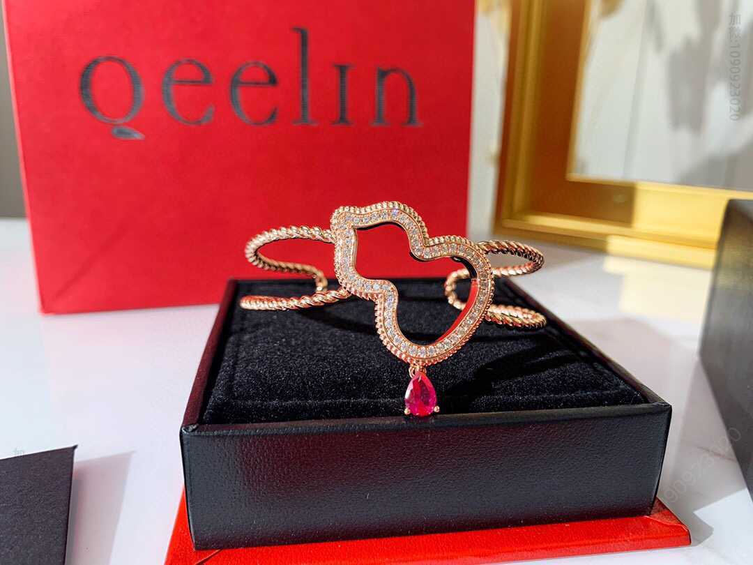 Qeelin麒麟 WuLu玫瑰金 925纯银18k金电镀葫芦开口手镯
