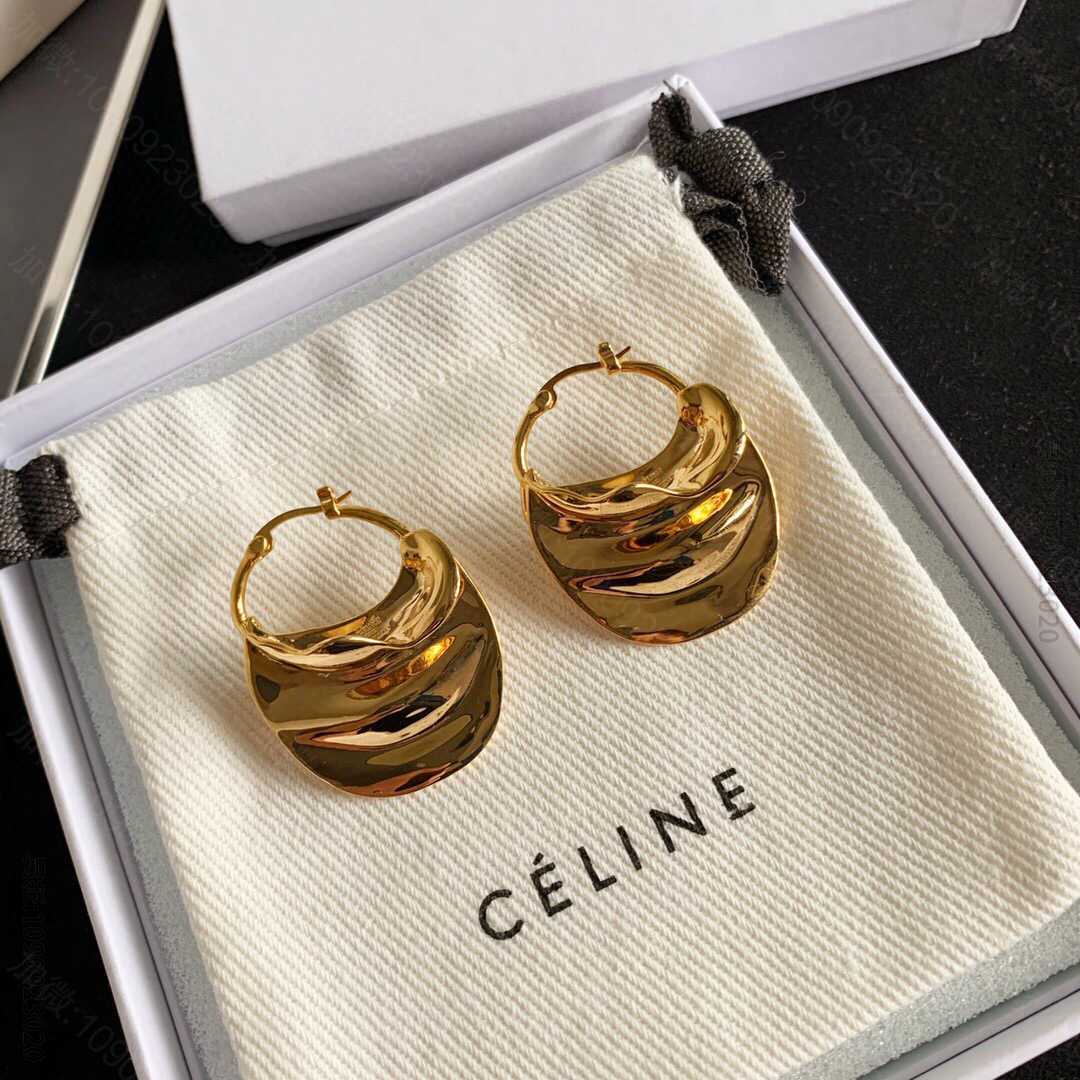 Celine 金色黄铜搭配装饰黄铜耳环