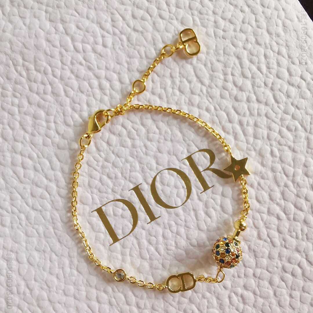 迪奥 La petite Tribale黄铜和白色水晶短手链DIOR LA PETITE TRIBALE手链