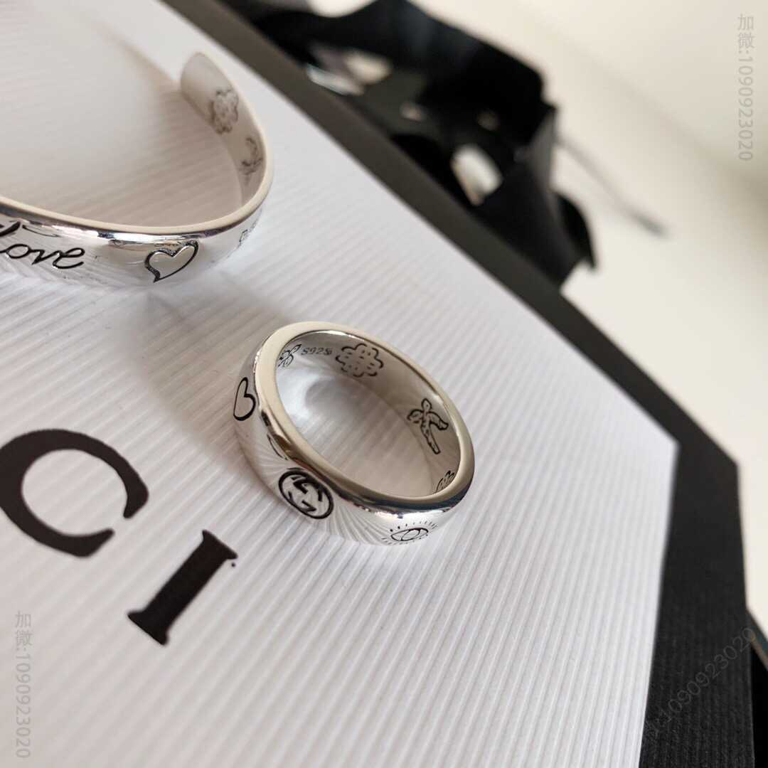 Gucci古驰 专柜新款 窄版Blind For Love 纯银戒指