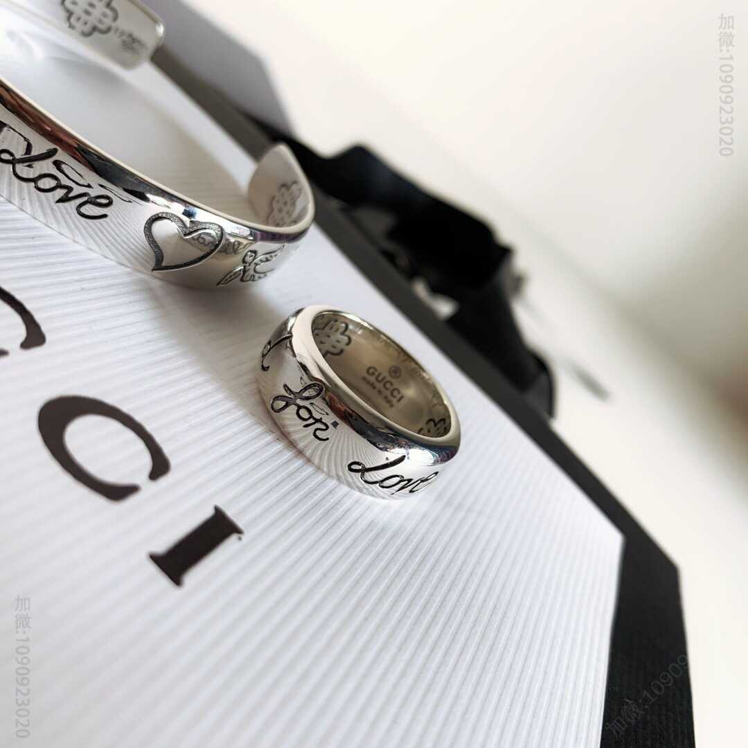 Gucci古驰 专柜新款 宽版Blind For Love 纯银戒指