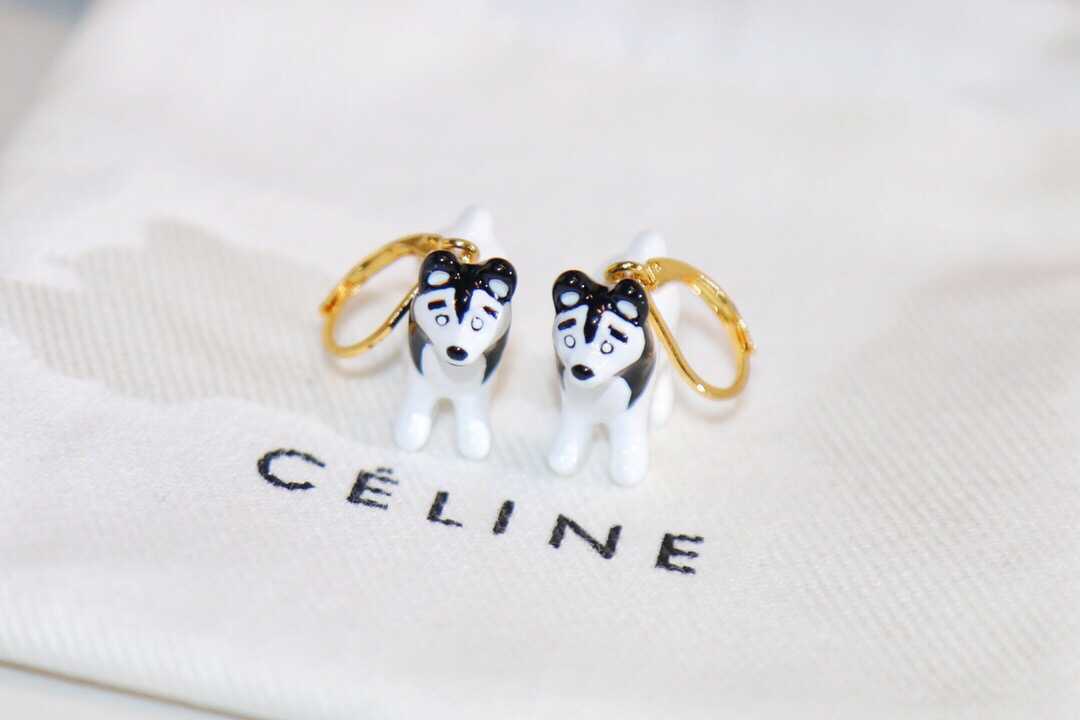 新款Celine赛琳哈士奇耳钉耳环