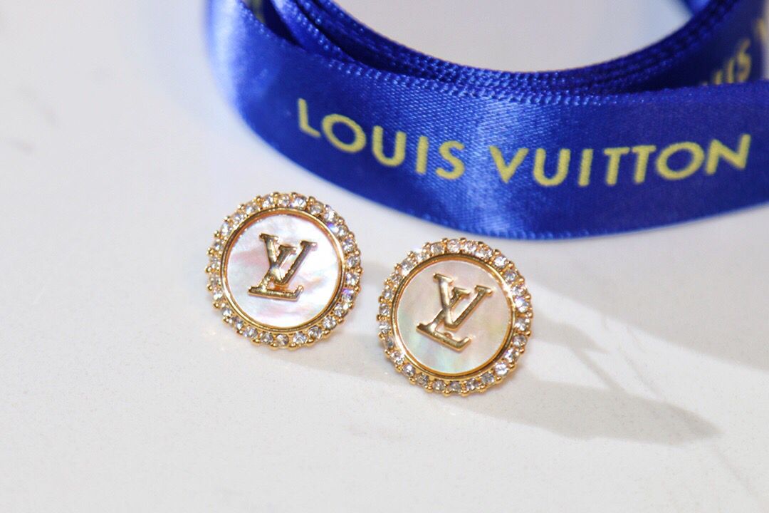 LV饰品 Louis Vuitton 路易威登 lv白贝母耳钉 LV耳环 
