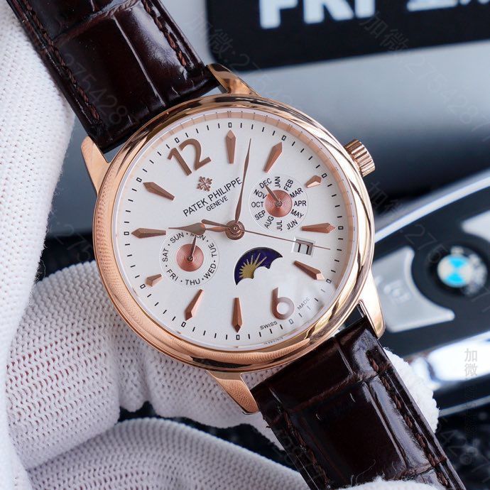 百达翡丽男士腕表 2023新款 百达翡丽 Patek Philippe 贵族的艺术品！搭配进口9100多功能机芯腕表 