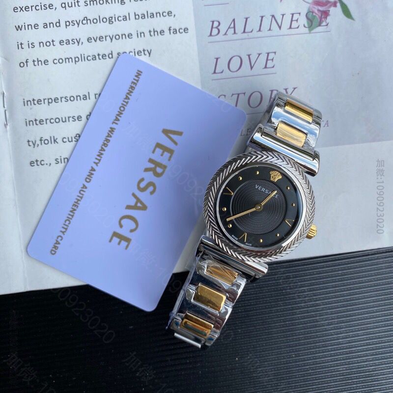 versace范思哲女表，玫瑰金外壳，配中珠玫瑰金表带