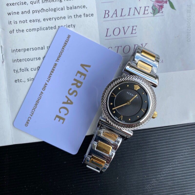 versace范思哲女表，玫瑰金外壳，配中珠玫瑰金表带