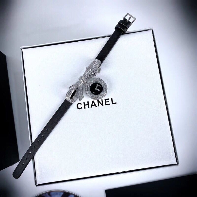 高仿香奈儿女士手表 香奈儿女士手表 chanel香奈儿 RUBAN系列珠宝腕表系带图案镀白18K金腕表 