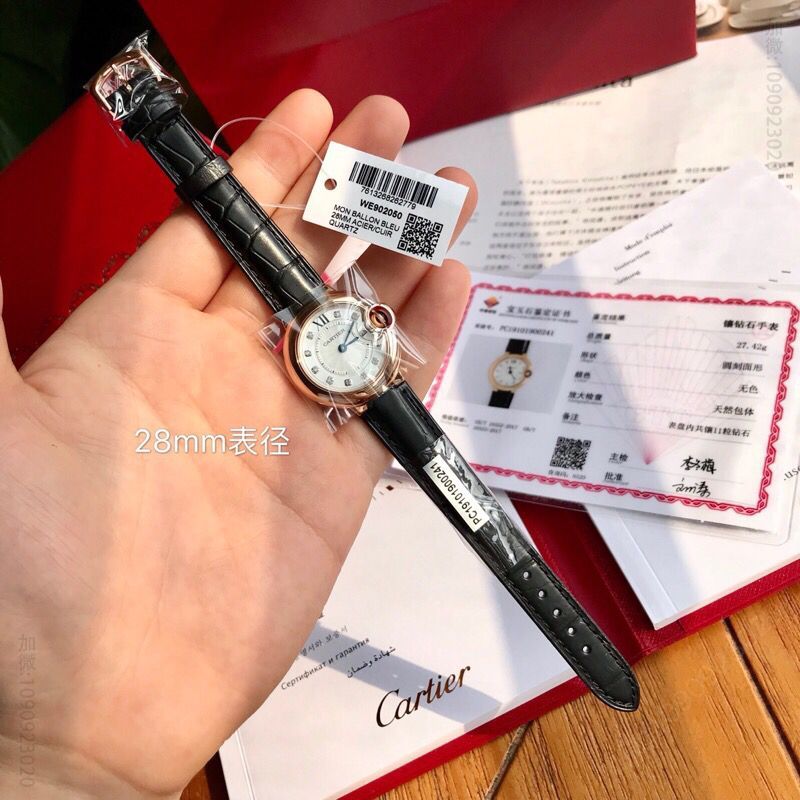 卡家真钻蓝气球瑞士石英机芯28mm美洲鳄鱼皮表带腕表