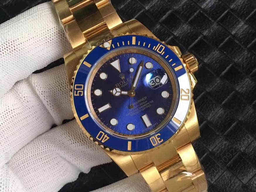 劳力士Rolex 蓝色镜面水鬼包22K厚金ETA2836机芯包金系列