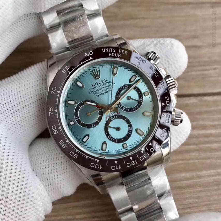 劳力士Rolex棕色边湖水蓝镜面太阳纹迪通拿专属Cal.4130自动上链机芯