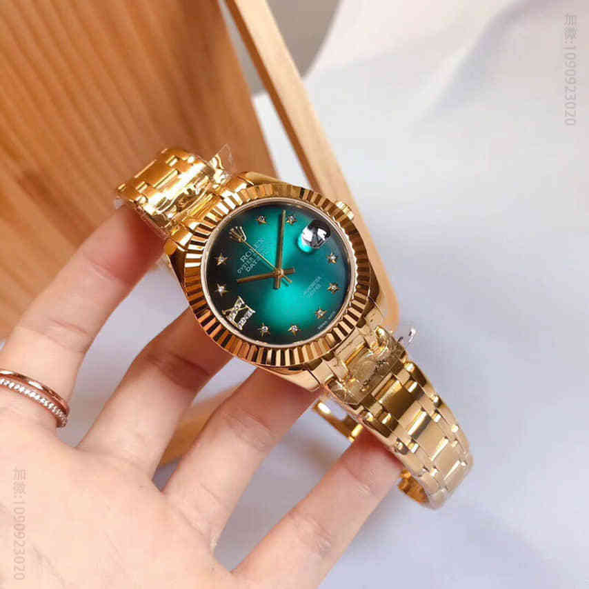 劳力士ROLEX-女装日志型系列9点位镶嵌顶级钻石隐藏折叠皇冠扣机械女表