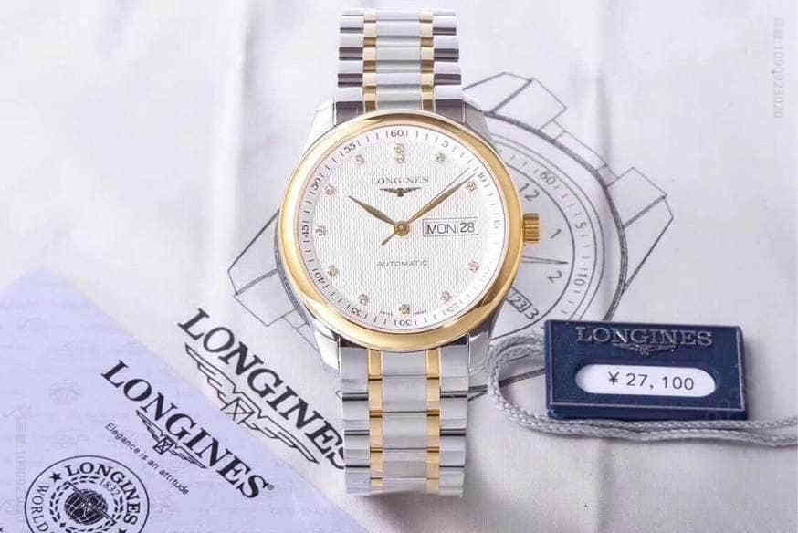 浪琴Longines名匠双历系列机芯摆轮印有2836-2和ETA 钢印魅金面男士腕表