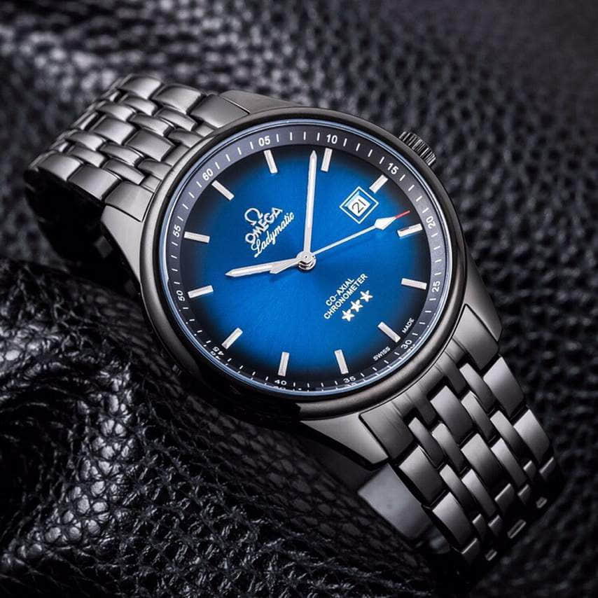 欧米茄OMEGA 黑钢蓝色贝面真空纳米电镀不褪色搭载原装进口机芯男士高端腕表