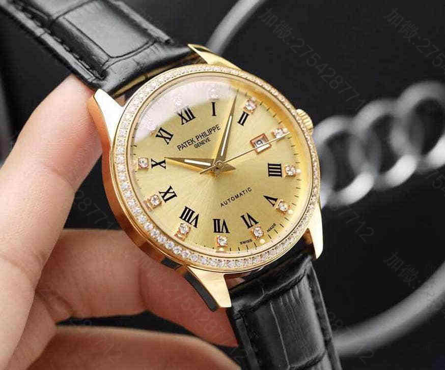 复刻百达翡丽男款手表 百达翡丽 PatekPhilippe 夜光搪瓷字面镶钻蓝宝石水晶玻璃高端腕表 复刻百达翡丽手表 