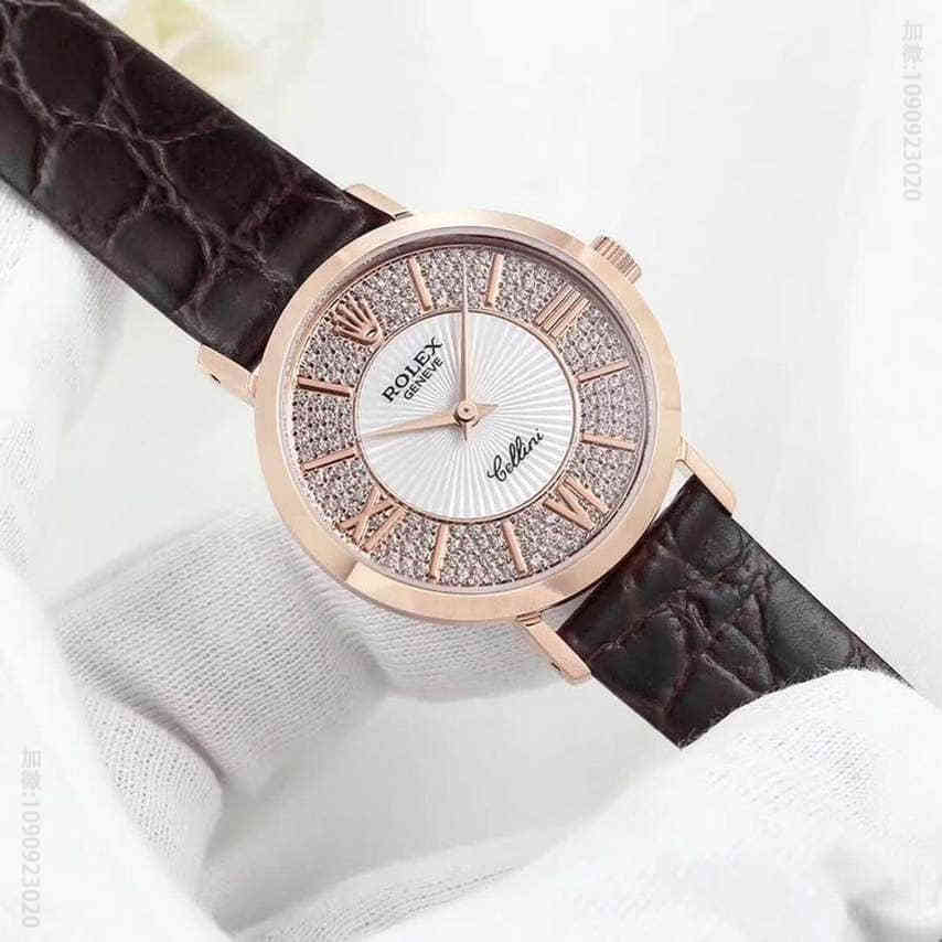 2023新品劳力士Rolex切利尼女款满天星玫瑰金镶半钻搭载进口9015机芯高端腕表