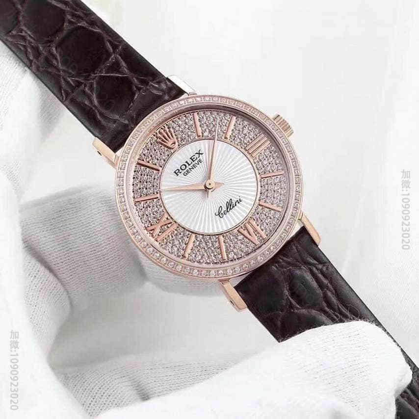 2023新品劳力士Rolex切利尼女款满天星玫瑰金镶满钻搭载进口9015机芯...