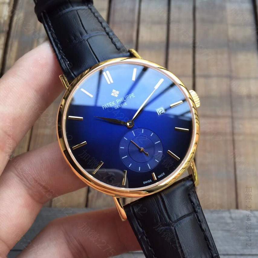 百达翡丽男款手表 百达翡丽PATEK PHILIPPE新款上市2824独立小秒机芯男装皮带原装针扣 
